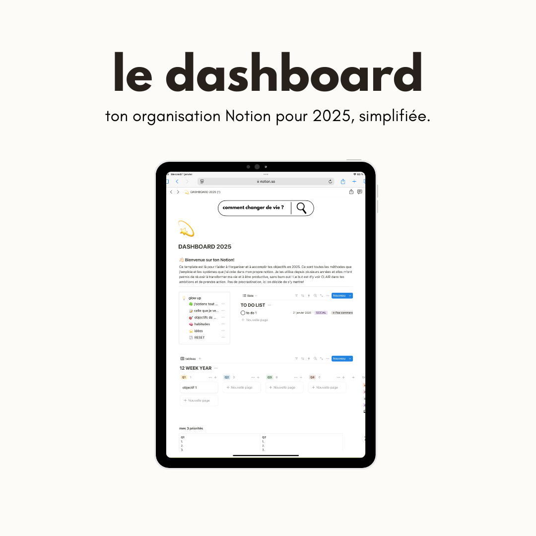 le dashboard [template Notion]