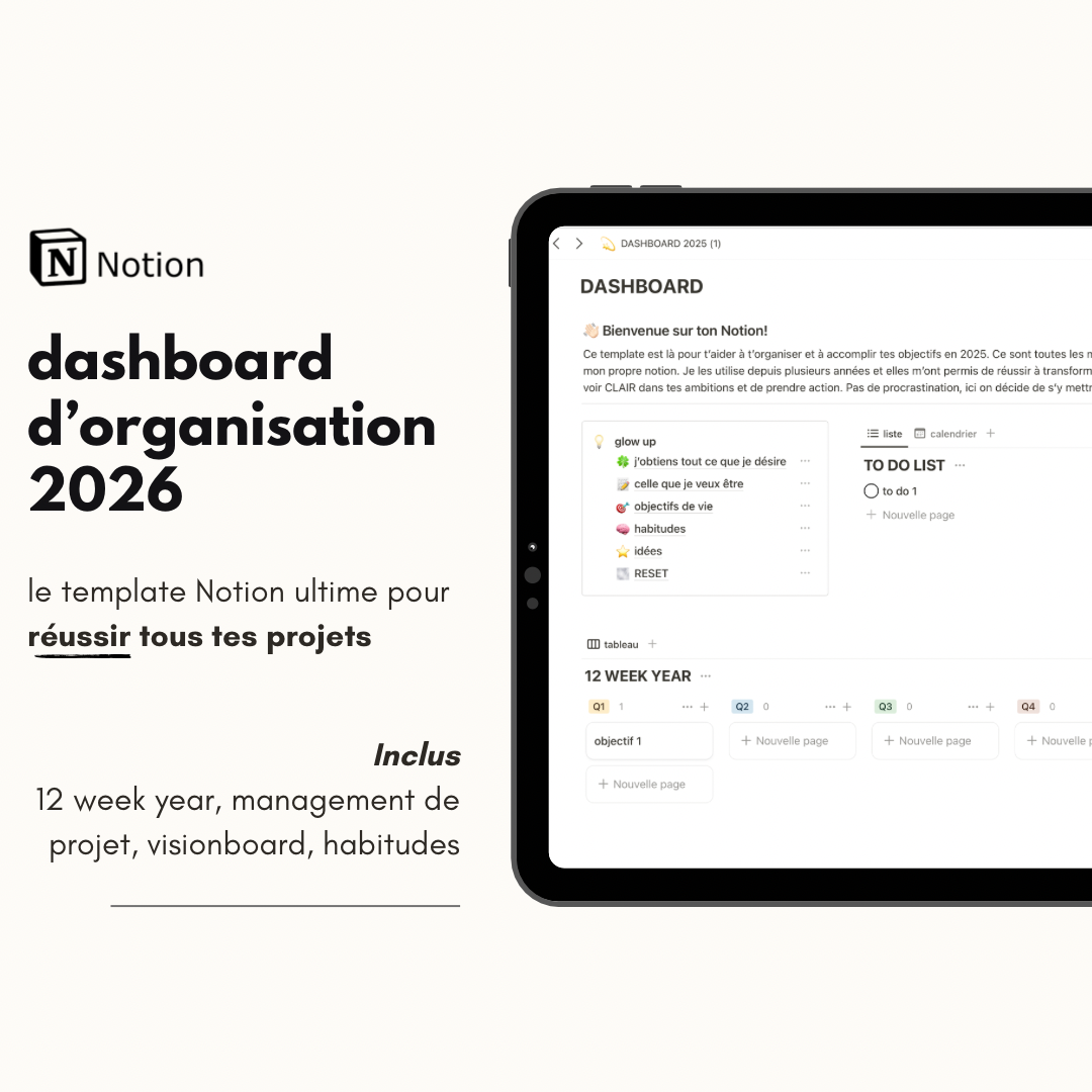 le dashboard Notion